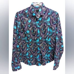 Ertekin men's paisley long sleeves button down shirt size L
